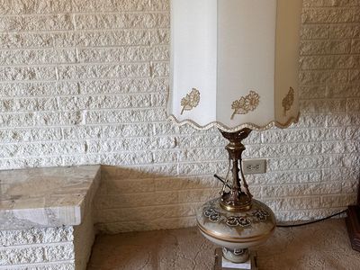 Vintage Mid-Century Brass & Glass Marble Lamp