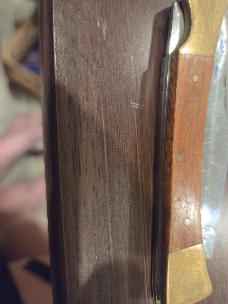 Vintage Buck Style Folding Pocket Knife with Wood Handle and Brass Bolsters
