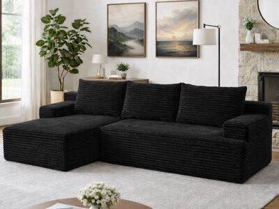 NEW Black Cloud Sectional Sofa With chaise Lounge