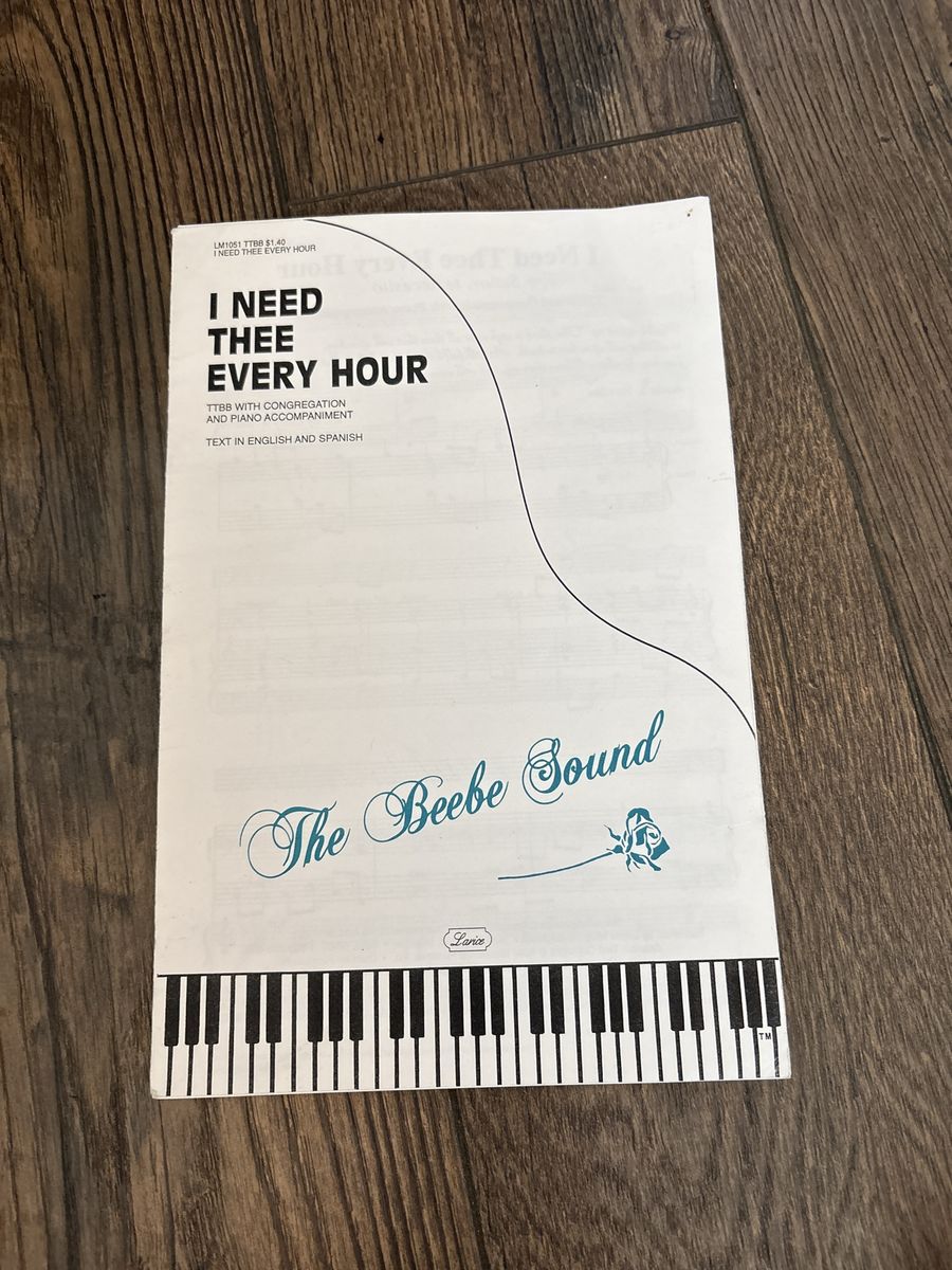 The Beebe Sound "I Need Thee Every Hour" Sheet Music - English & Spanish TTBB Piano Accomp.