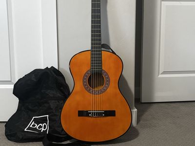 BCP Full Size Acoustic Guitar - Orange & Black with Gig Bag, Minor Cosmetic Flaws