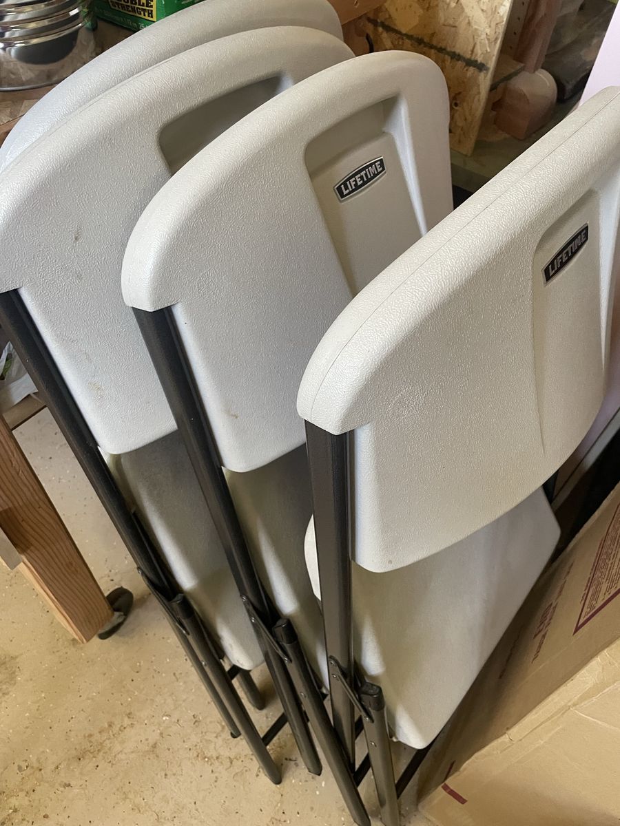 Lifetime Folding Chairs - Heavy-Duty White Plastic & Metal - Set of 4