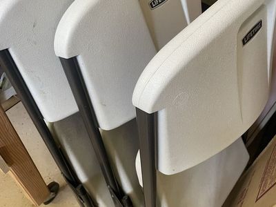 Lifetime Folding Chairs - Heavy-Duty White Plastic & Metal - Set of 4