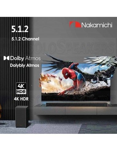 Nakamichi Apollo 520 5.1.2 Channel Soundbar System with Dolby Atmos, 4K HDR, and 8" Wireless Subwoofer