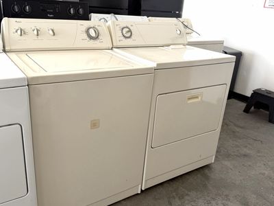 Whirlpool Top-Load Washer and Electric Dryer Set - Bisque/Off-White