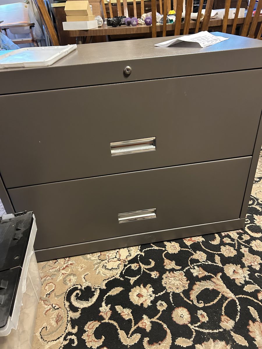 Heavy Duty 2-Drawer Legal/Letter Size Metal Filing Cabinet with Lock - Gray/Brown