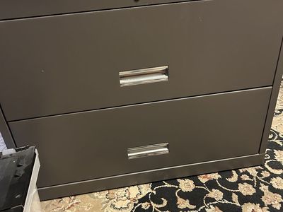 Heavy Duty 2-Drawer Legal/Letter Size Metal Filing Cabinet with Lock - Gray/Brown