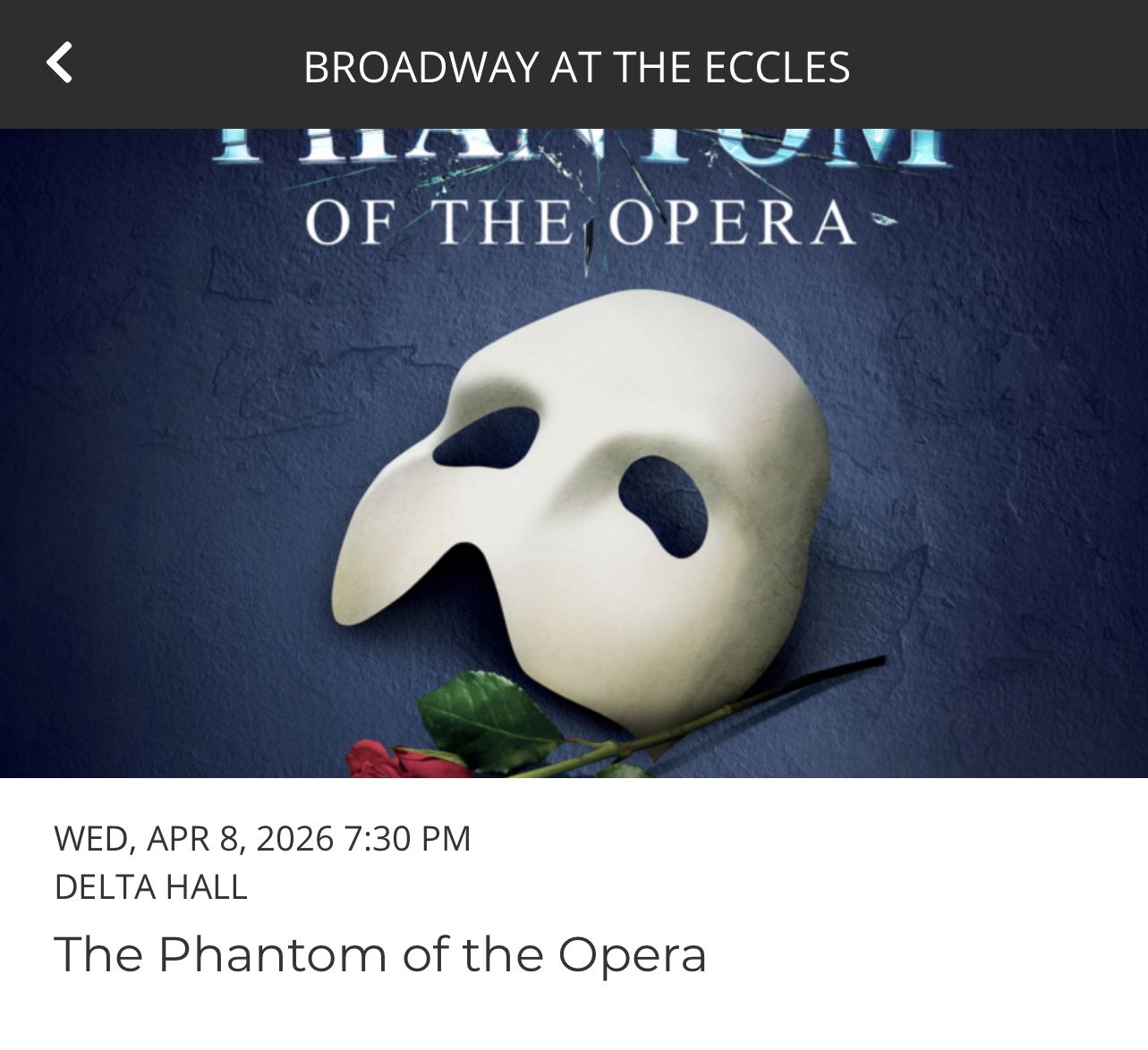 Phantom Of The Opera Ticket