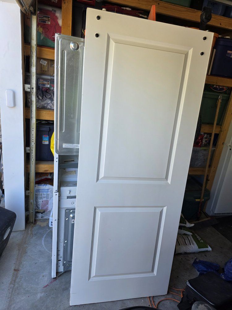 White Paneled Interior Barn Door - 32" x 78" with Hardware