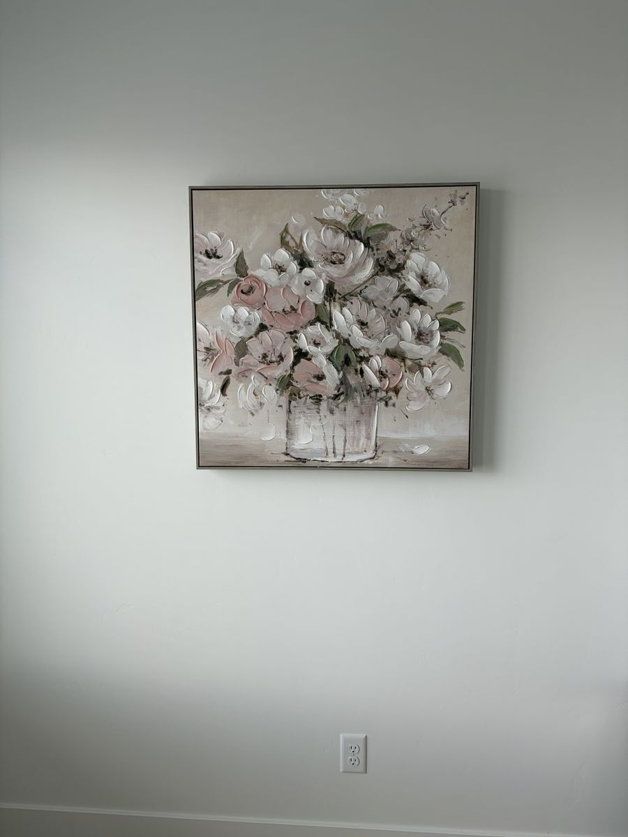Beautiful 30” Framed Floral Acrylic Painting