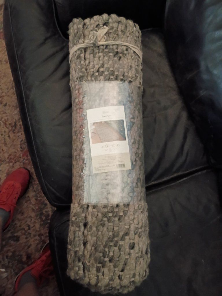 Threshold Grey Chunky Knit Runner Rug 28"x84" Textured Wool Blend Area Mat new