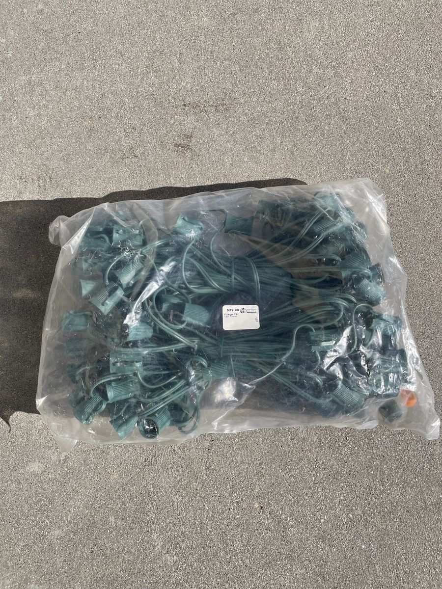 120' C9 Holiday Light Cord - BRAND NEW in Package - (Green Wire)