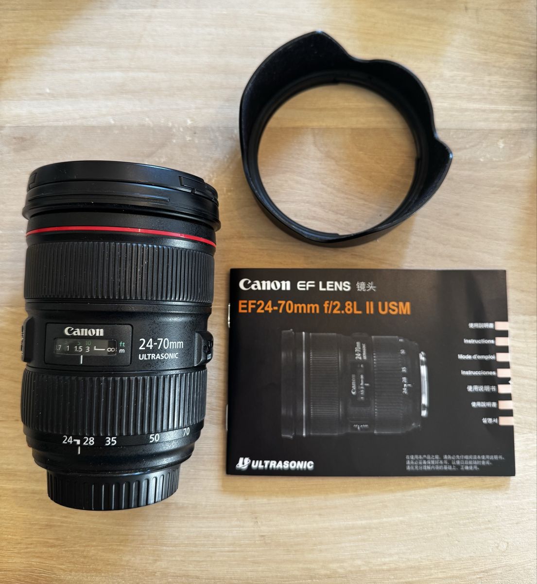 Canon EF 24-70mm f/2.8L II USM Ultrasonic Zoom Lens with Lens Hood & Manual