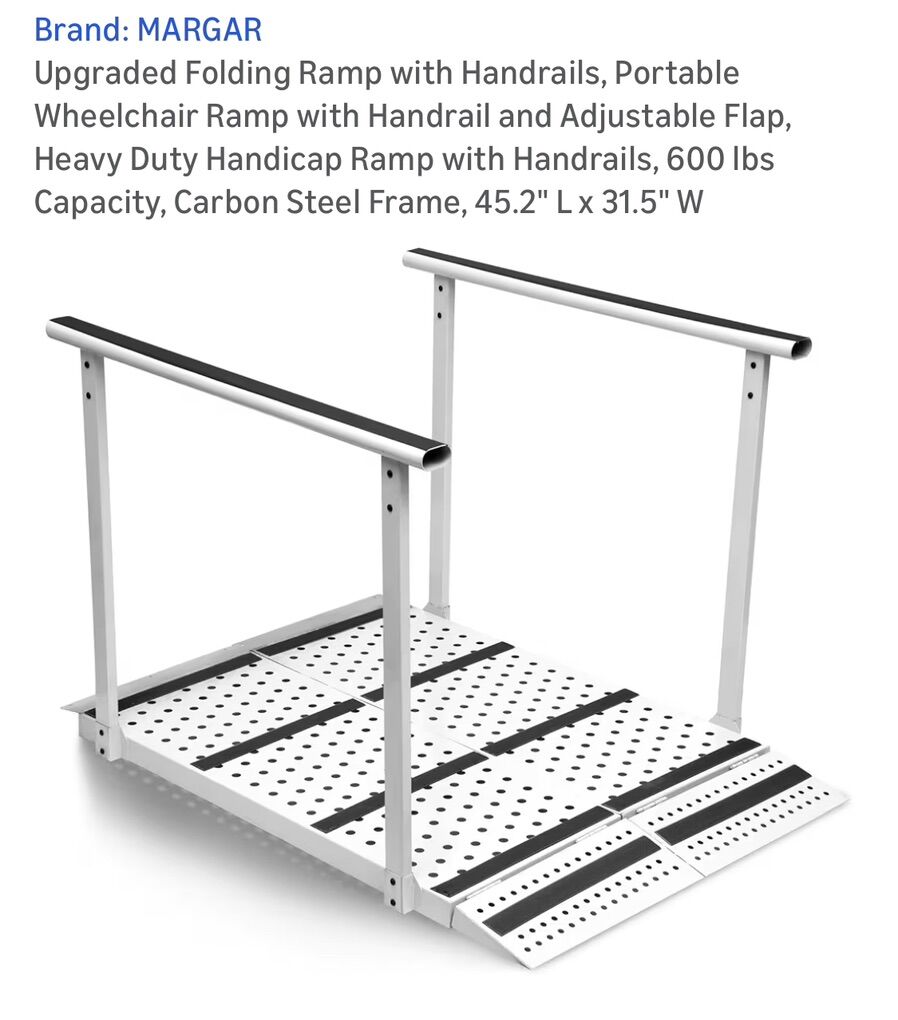Portable Wheelchair Ramp with Handrail , Folding