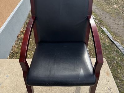 Lorell Bonded Leather/Wood Guest Chair Black Cher