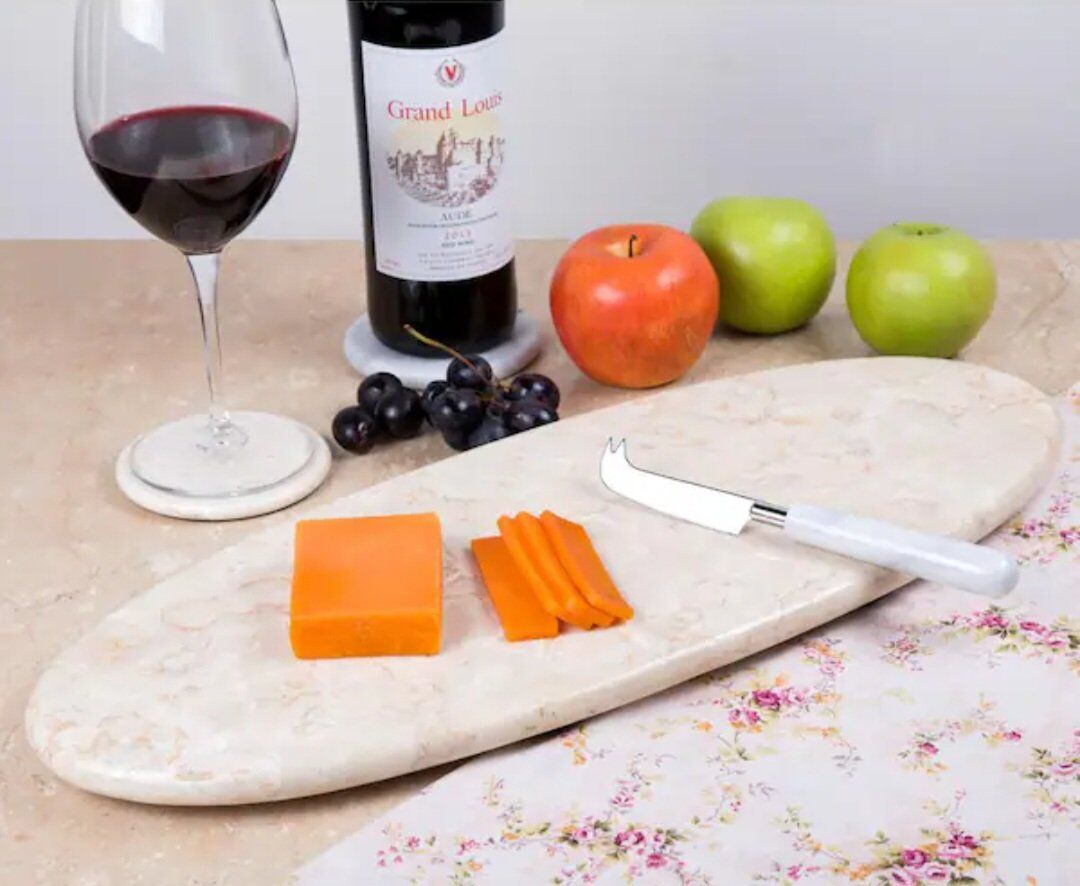 Champagne Marble Oval Serving Board
