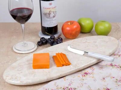 Champagne Marble Oval Serving Board