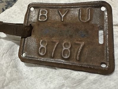 1950s BYU Bicycle License Plate