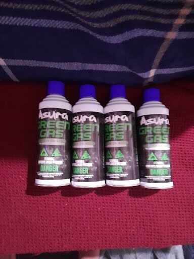 airsoft 4 green gas cannisters asura NEW