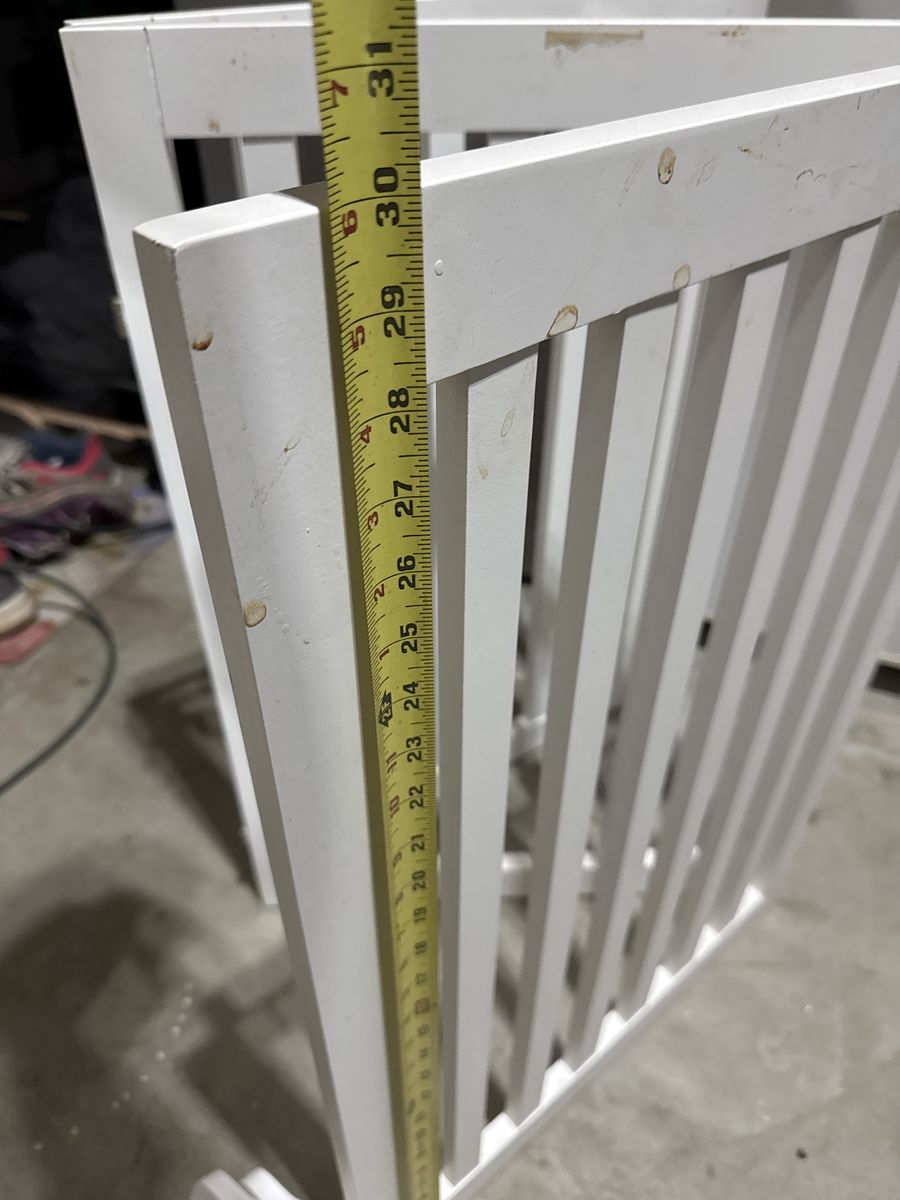 White Wooden Free Standing Pet or Child Safety Gate 32 x 21 Inch