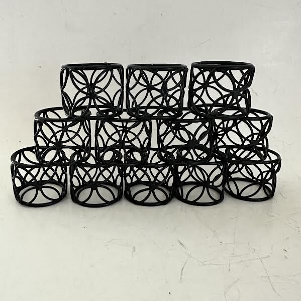 Napkin Rings Black Metal Set of 12