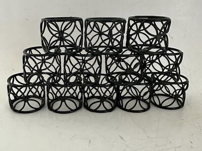 Napkin Rings Black Metal Set of 12