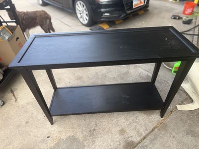 Black Console Table, 47.5" Length, 2-Tiered Wood Side Entryway Table, Used