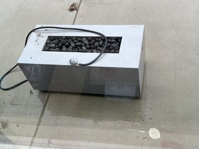 Free. Outdoor Gas Fire Pit Table with Lava Rocks - Gray Rectangle Fireplace
