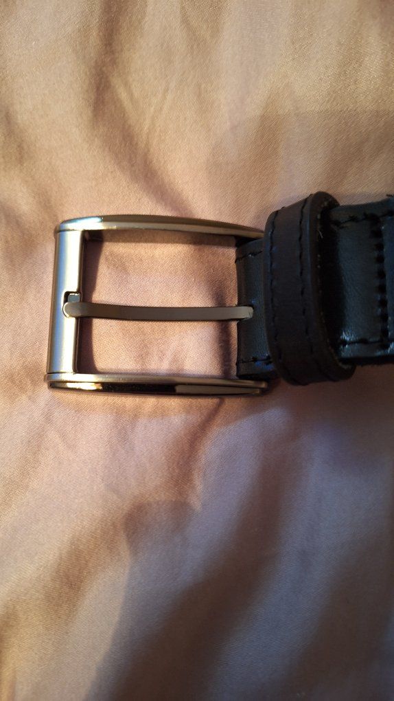 Stylish Black Genuine Leather Belt - 38" Length, 3" Width