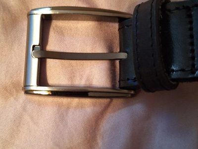 Stylish Black Genuine Leather Belt - 38" Length, 3" Width