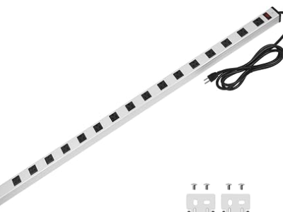 CCCEI Long Heavy Duty Metal Power Strip, 16 Outlet Large Industrial Multi Wide Strip for Garage Workshop, Extension Cord
