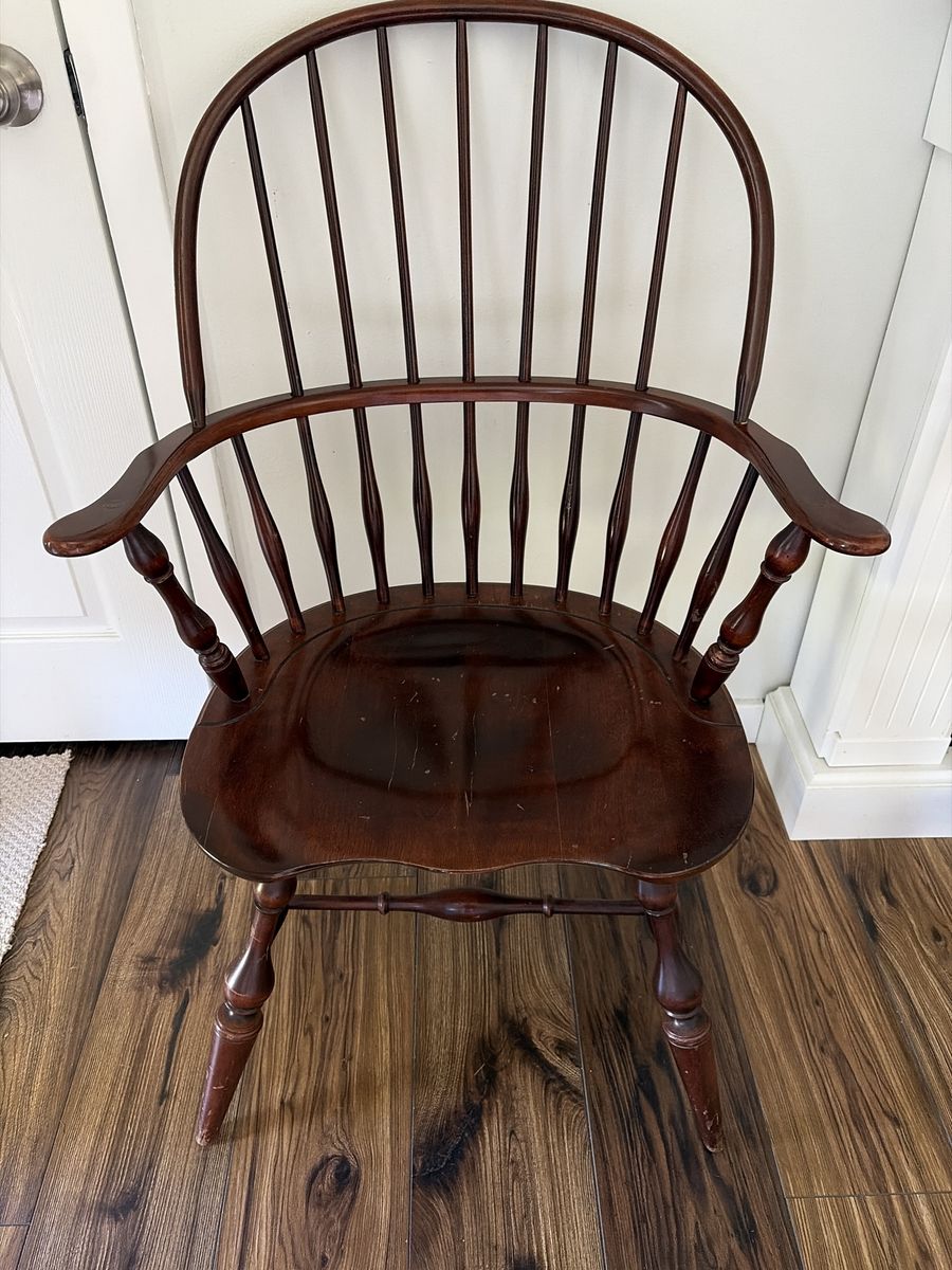 Antique Nichols And Stone Windsor Style Armchair