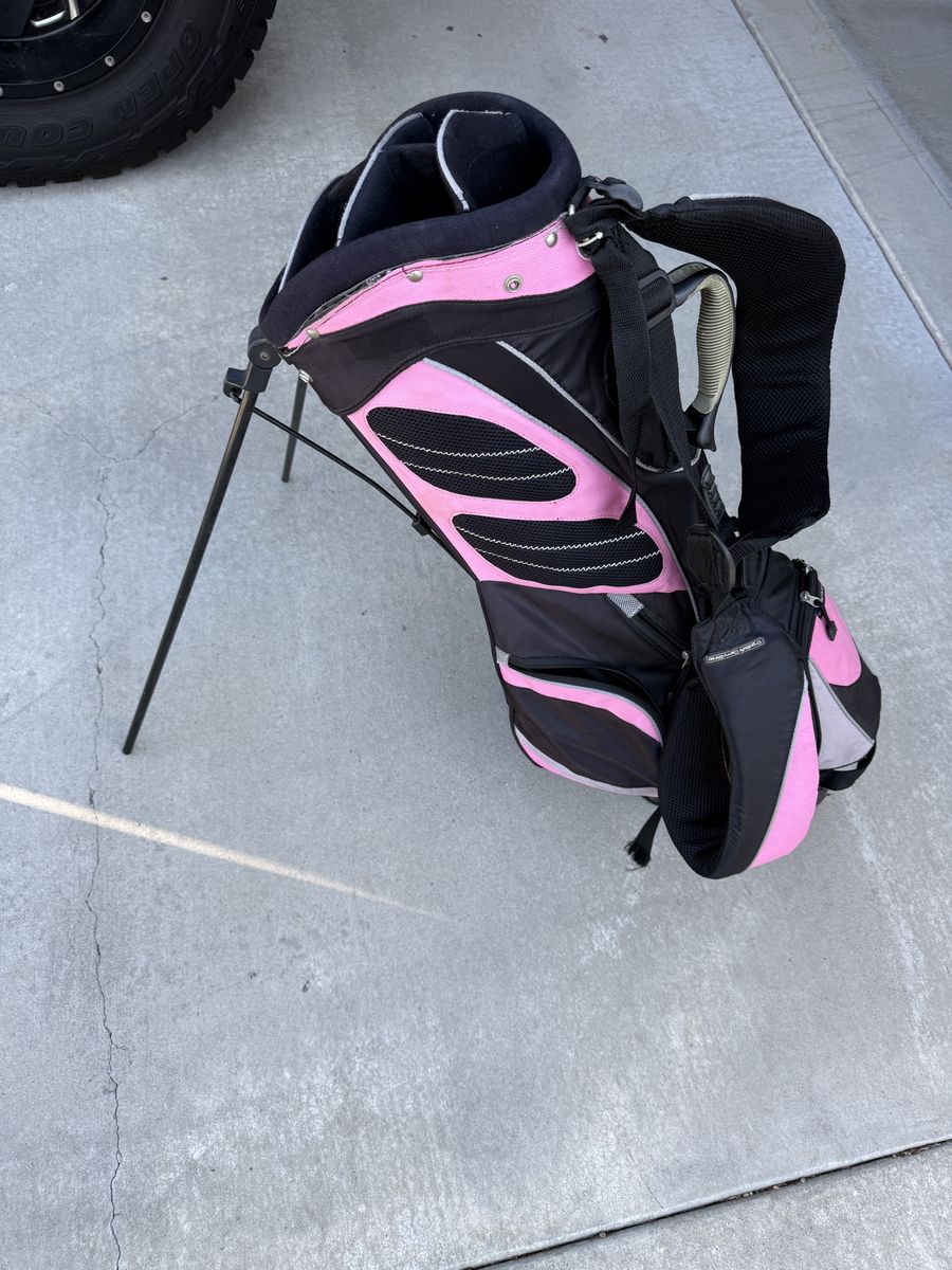 Pink and Black Golf Stand Bag with Dual Shoulder Straps