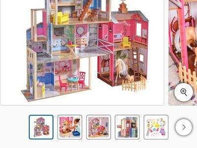 New KidKraft Wooden Champion Dollhouse with Horse Stable and Accessories