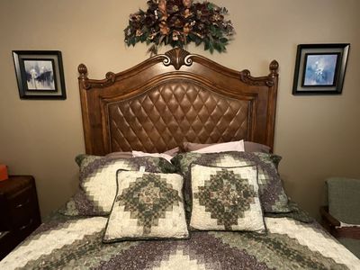 Traditional Carved Wood & Tufted Queen Bed Frame