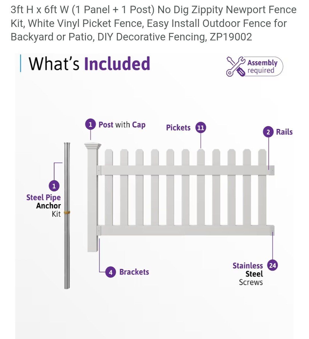 Pickets vinyl fence