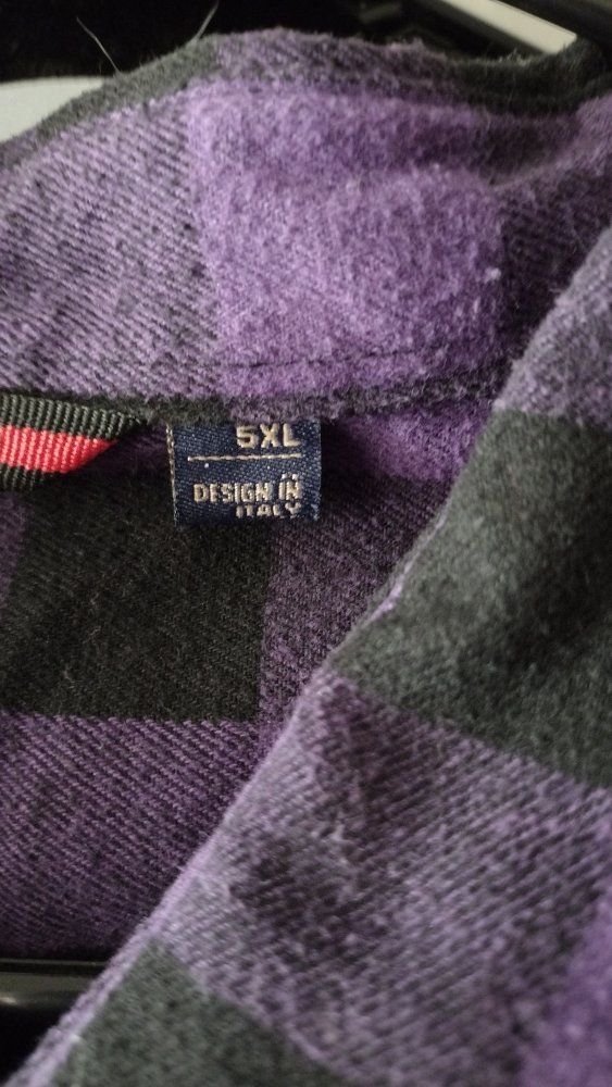 Purple & Black Plaid Flannel Shirt - Men's 5XL - Design in Italy