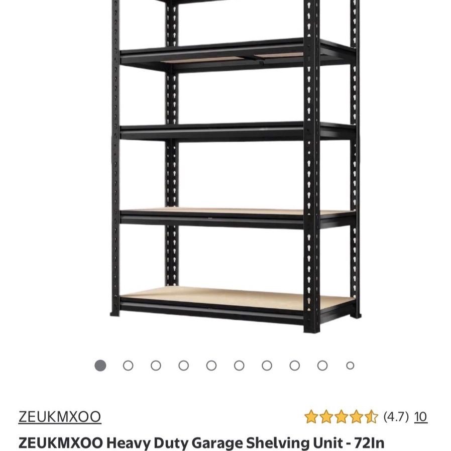 ZEUKMXOO Heavy Duty 5-Tier Garage Shelving Unit - 72 In Adjustable Storage Rack