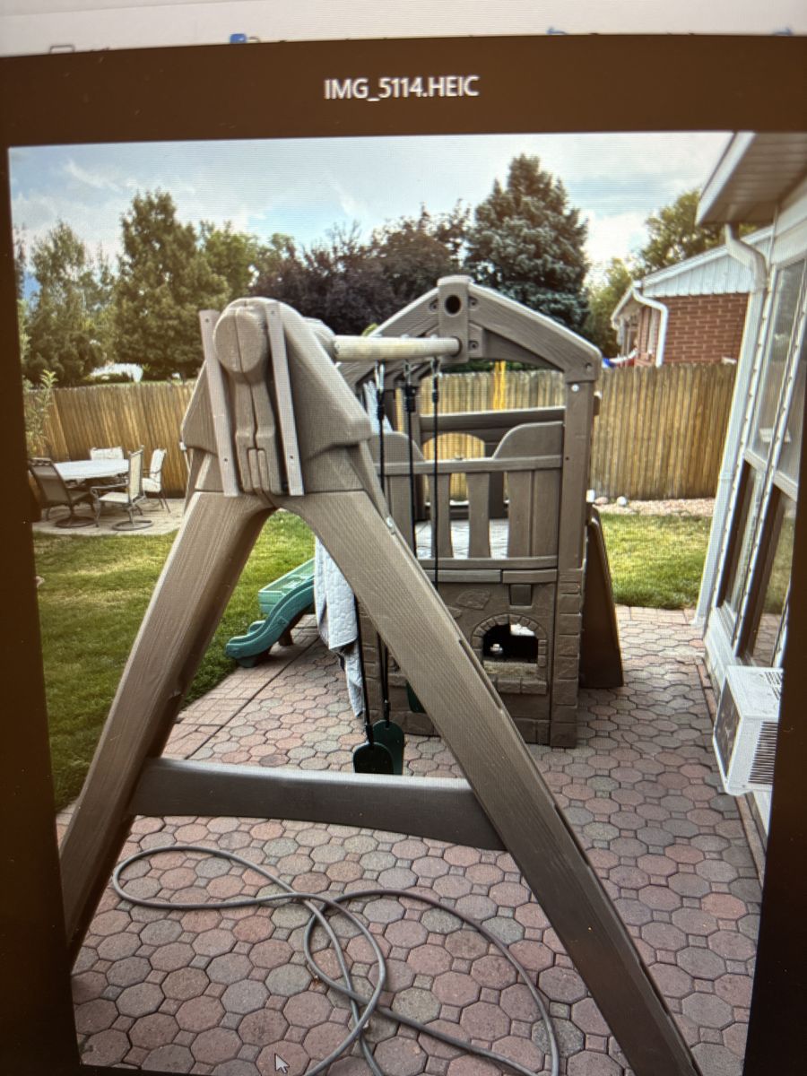  Outdoor Plastic Playground Playset with Playhouse, Slide, and Swings (Free)
