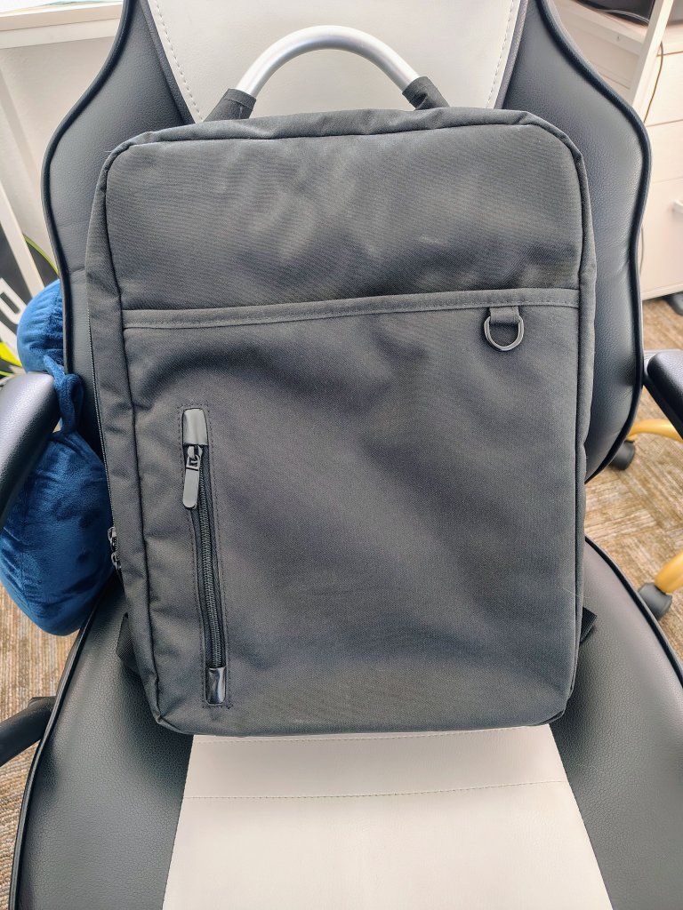 Black Travel Laptop Backpack with Metal Top Handle & Multiple Zippered Compartments