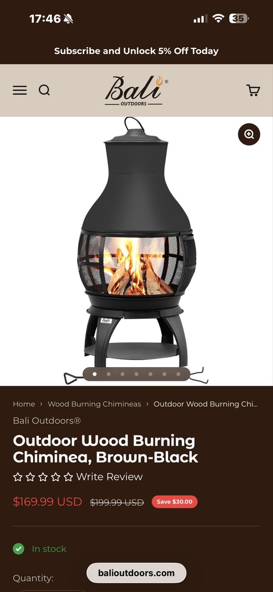 Bali Outdoors Wood Burning Chiminea - Brown-Black Outdoor Fireplace