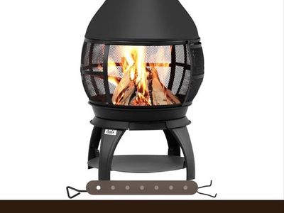 Bali Outdoors Wood Burning Chiminea - Brown-Black Outdoor Fireplace