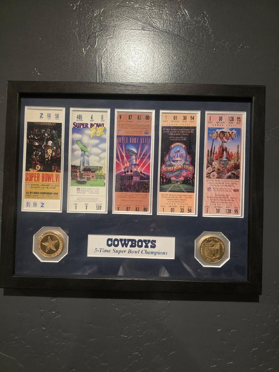 Dallas Cowboys 5-Time Super Bowl Champions Framed Ticket Display