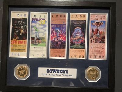 Dallas Cowboys 5-Time Super Bowl Champions Framed Ticket Display