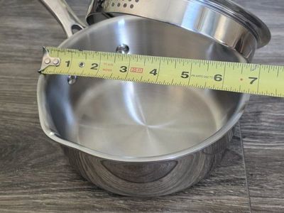 Stainless Steel Saucepan with Strainer Lid - 7-Inch Diameter