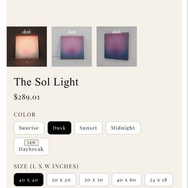 TYKA PRYDE The Sol Light Dusk Gradient Lamp, 40 x 40 inch, Square, US/Canada Plug