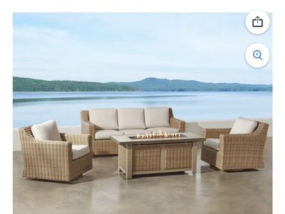 Member's Mark Breck 4pc Fire Pit Seating Set with Sunbrella Fabric - New