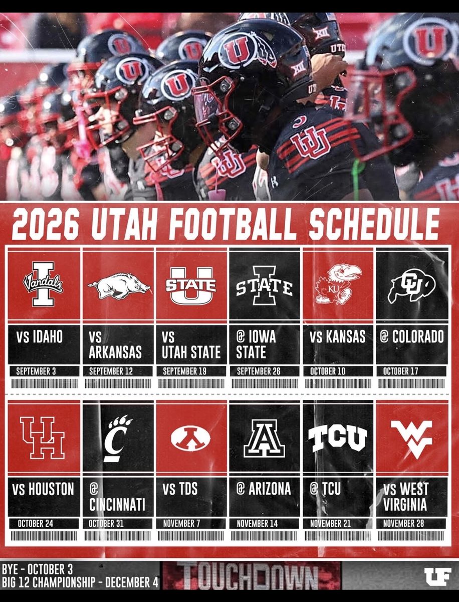 2026 Utah Utes Football Season Tickets (2) - Sec 34, Row 41, Seats 23/24 - 7 Home Games
