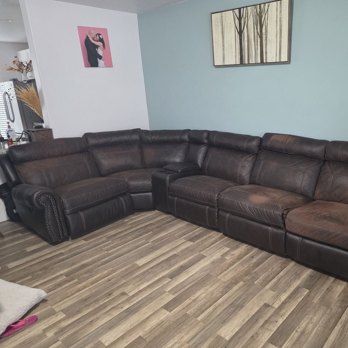 6 piece automatic leather couch
