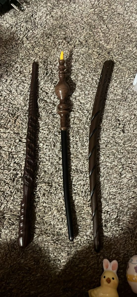 Set of 3 Toy Magic Wands - Brown Plastic Replica Wands